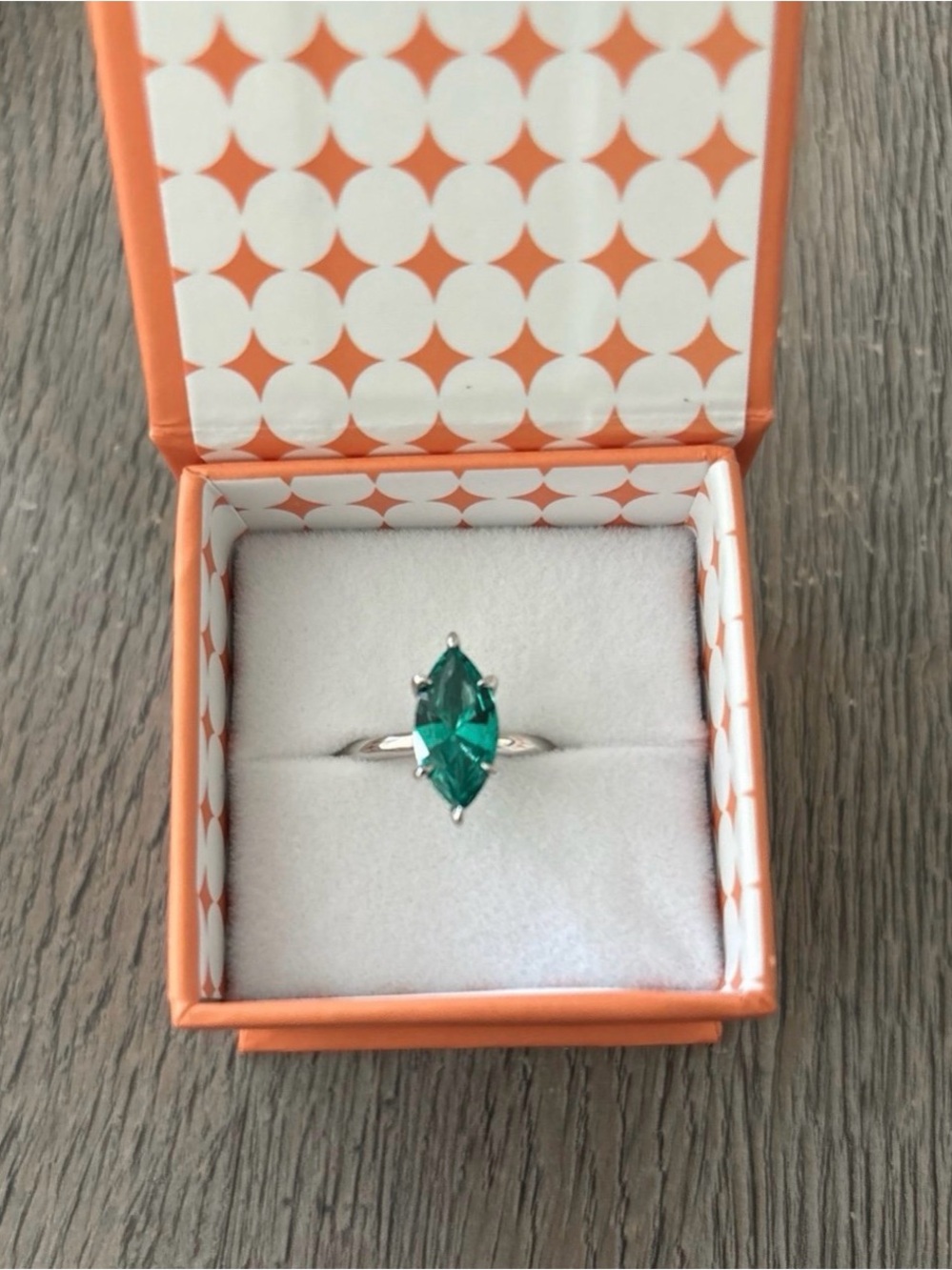 Ryze Emerald grand Turk sterling silver size 8 ring